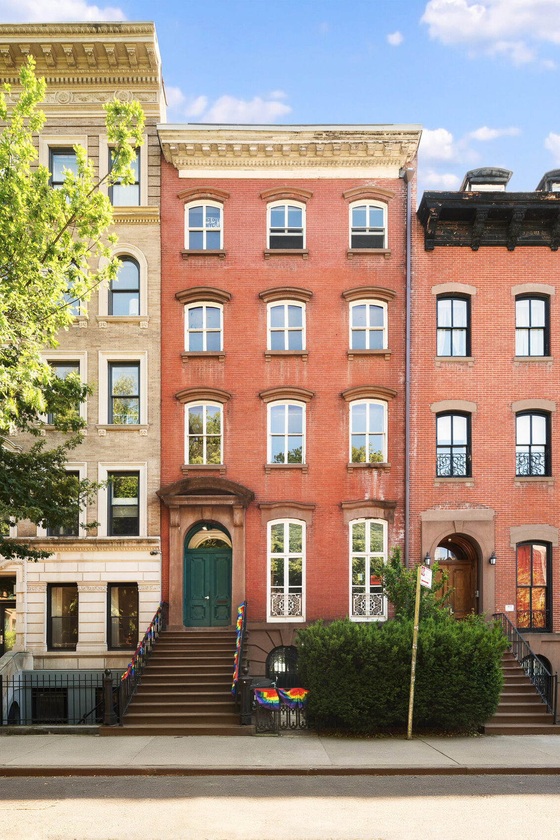 The brick facade of 428 West 20th Street, an 1857 townhouse in Chelsea